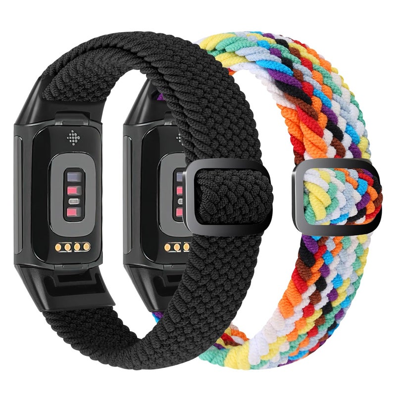 VNDAPT Elastic Braided Bands Compatible with Fitbit Charge 5/Fitbit Charge 6 for Women Men, Breathable Adjustable Stretchy Nylon Loop Sport Replacement Wristbands for Fitbit Charge 6 Charge 5 Straps - Image 2