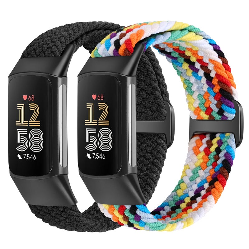 VNDAPT Elastic Braided Bands Compatible with Fitbit Charge 5/Fitbit Charge 6 for Women Men, Breathable Adjustable Stretchy Nylon Loop Sport Replacement Wristbands for Fitbit Charge 6 Charge 5 Straps - Image 1