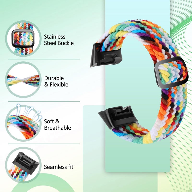 VNDAPT Elastic Braided Bands Compatible with Fitbit Charge 5/Fitbit Charge 6 for Women Men, Breathable Adjustable Stretchy Nylon Loop Sport Replacement Wristbands for Fitbit Charge 6 Charge 5 Straps - Image 3