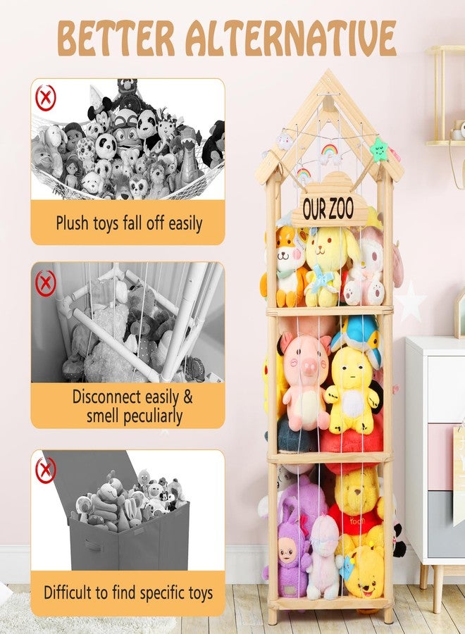 TGS 53" Large Stuffed Animal Storage Roof Style Plushies Zoo Wooden Plush Toys Organizer Plushies Storage Holder with Anti Tip Furniture Anchors Stuffed Animal Organizer Tower with Light Strips - Image 4