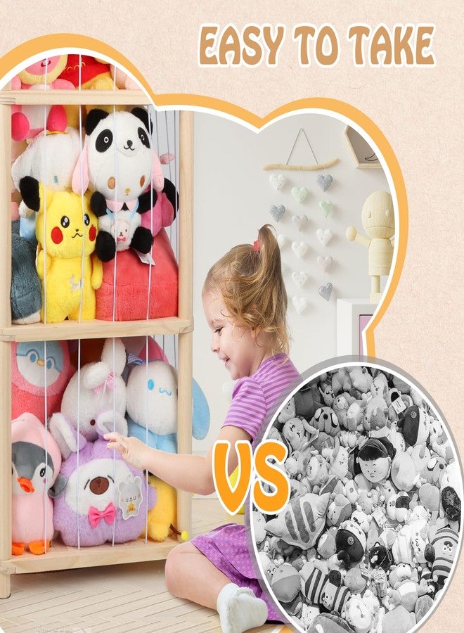 TGS 53" Large Stuffed Animal Storage Roof Style Plushies Zoo Wooden Plush Toys Organizer Plushies Storage Holder with Anti Tip Furniture Anchors Stuffed Animal Organizer Tower with Light Strips - Image 5
