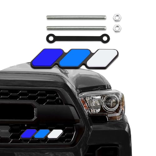CHRYMUM Grille Decor Badge 3Color Upgrade Emblem Grille Insert Trims TriColor Grille Badge Emblem Car Decoration Accessories Fit for Most Vehicles White Blue - Image 1