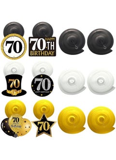 Zonon 70Th Birthday Party Decorations For Men Cheers Birthday Banner Black Gold Balloons Hanging Swirls Honeycomb Centerpieces And Disposable Tablecloth For Men Women 70Th Birthday Decorations  - Image 5