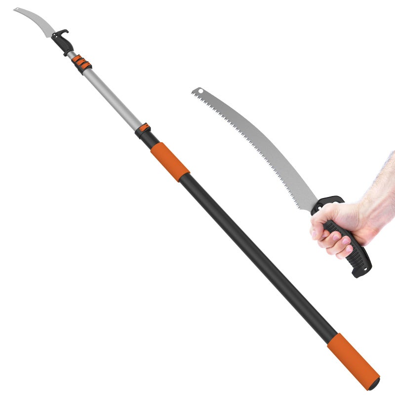 LAANPOLE 26FT Pole Saw, Telescoping Tree Trimmer with 5-20FT Extension Pole, Manual Branches Pruner for Backyard, Orange - Image 1