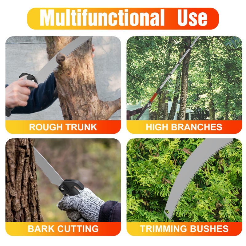 LAANPOLE 26FT Pole Saw, Telescoping Tree Trimmer with 5-20FT Extension Pole, Manual Branches Pruner for Backyard, Orange - Image 4