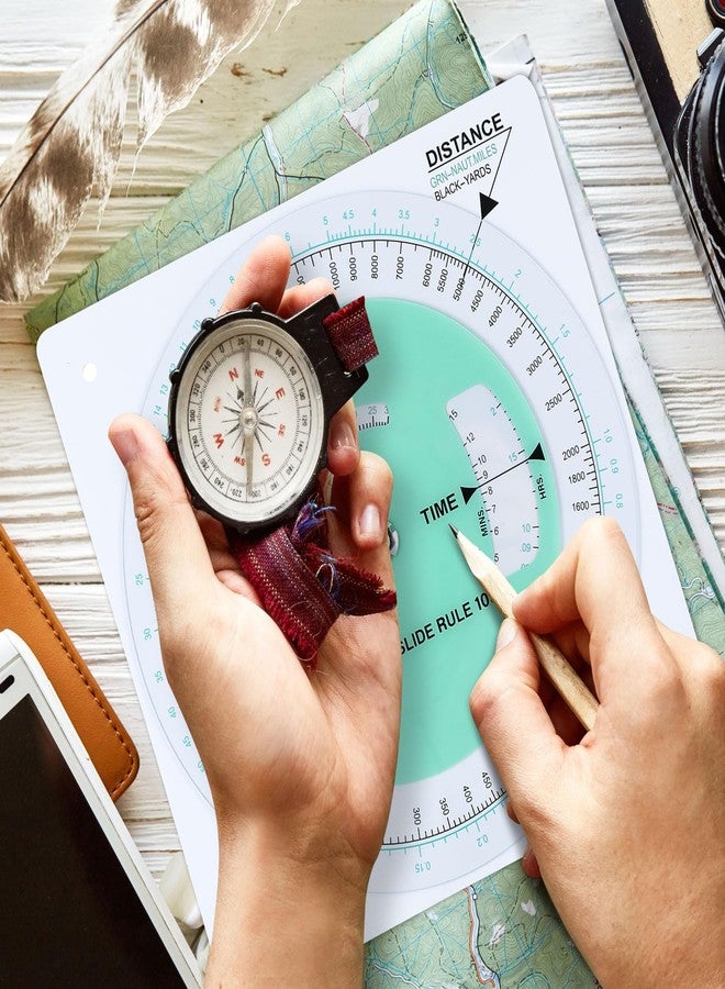 Saypacck Marine Navigation Slide Rule Nautical Plotter Protractor Ship Navigation Tools Course Plotter Divider - Image 4