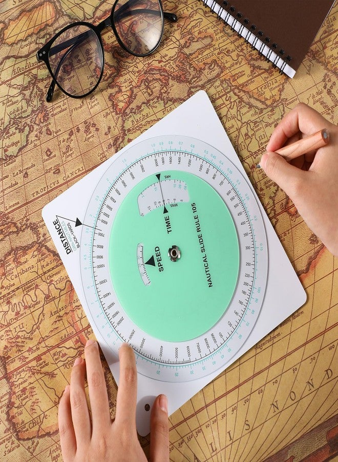 Saypacck Marine Navigation Slide Rule Nautical Plotter Protractor Ship Navigation Tools Course Plotter Divider - Image 3