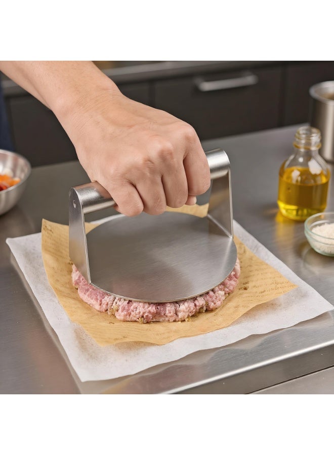 Stainless Steel Burger Press 5.5 Inch Round, Non-Stick Hamburger Smasher for Griddle - Image 2