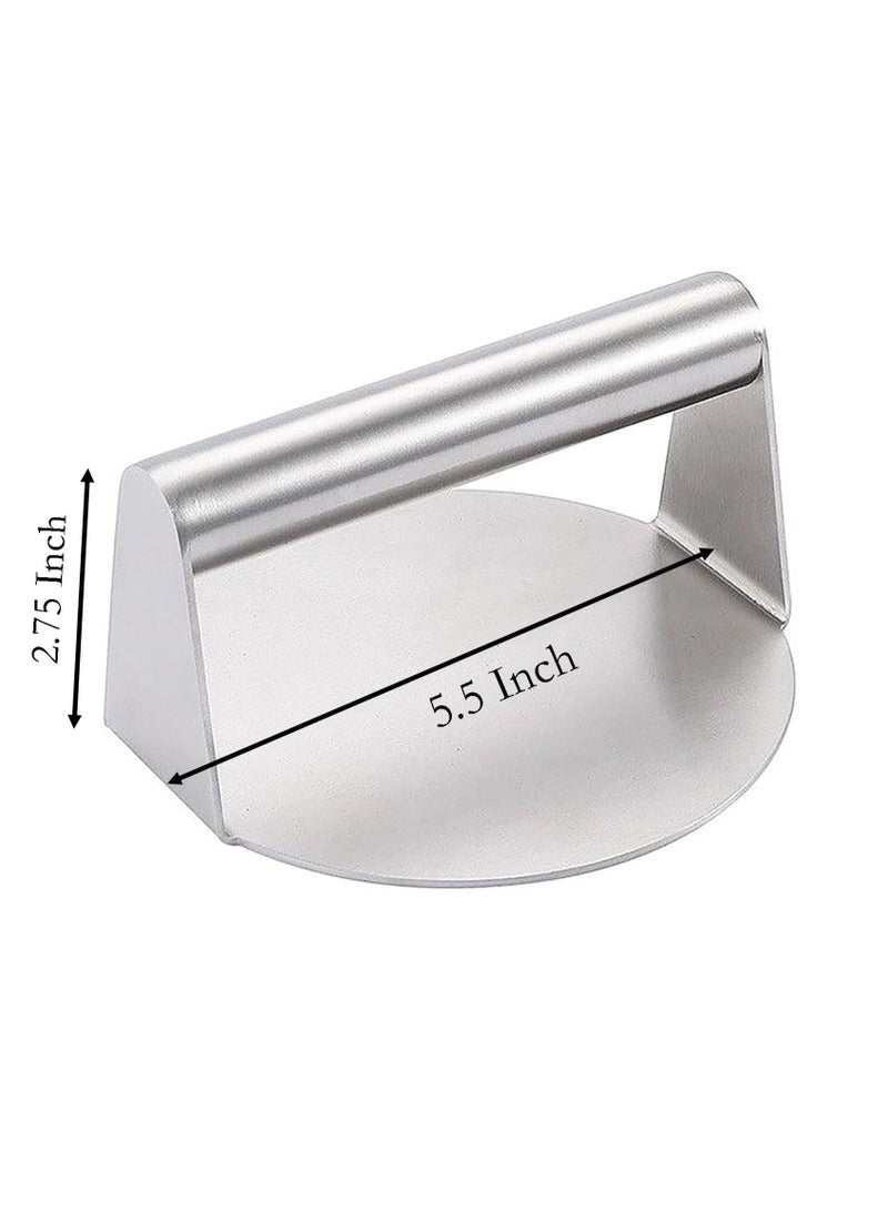 Stainless Steel Burger Press 5.5 Inch Round, Non-Stick Hamburger Smasher for Griddle - Image 3