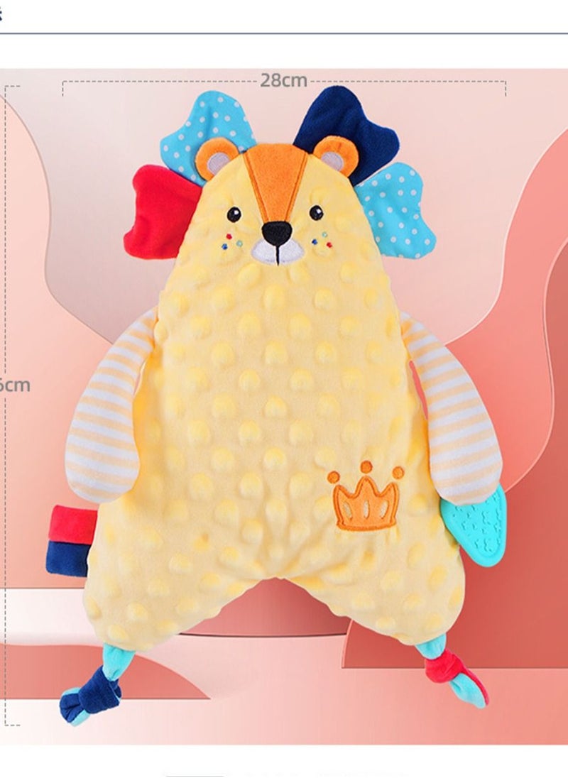 Loquat Baby Comfort Pillow Plush Grip Lion Toy Baby Puzzle Puppet Sleep and Early Education 36*28cm Yellow  - Image 1