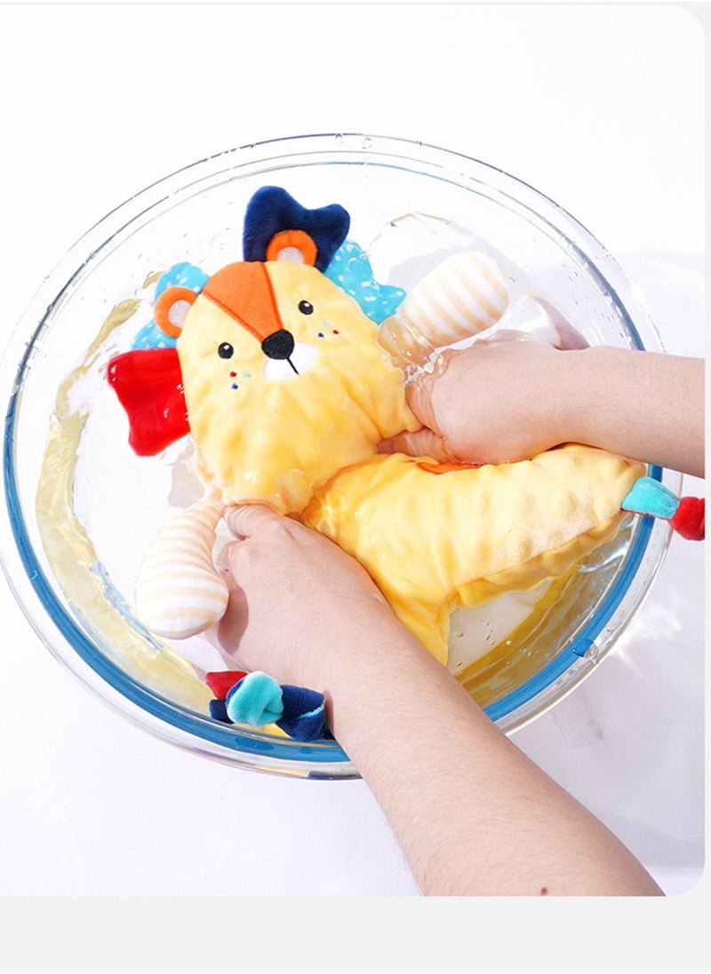 Loquat Baby Comfort Pillow Plush Grip Lion Toy Baby Puzzle Puppet Sleep and Early Education 36*28cm Yellow  - Image 3