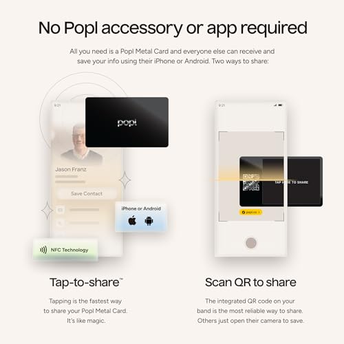 Popl Smart NFC Business Card - Sleek Modern Digital Business Card w/Instant App-Free Sharing - Customizable NFC Cards Compatible w/iPhone & Android (Metal Black) - Image 3