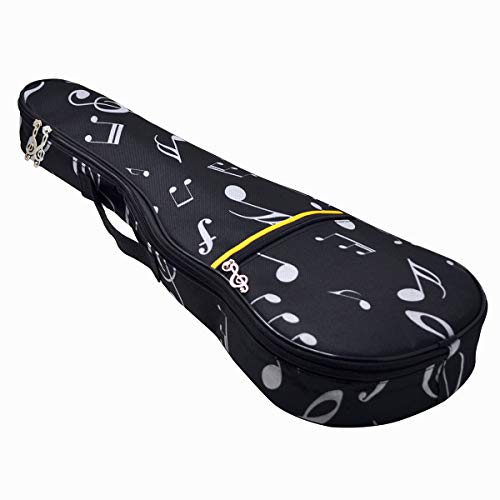 PUNK Ukulele Soprano Bag Case,21" Waterproof Oxford Musical Note Case Single Shoulder Backpack with Adjustable Straps(Black) - Image 4
