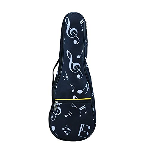 PUNK Ukulele Soprano Bag Case,21" Waterproof Oxford Musical Note Case Single Shoulder Backpack with Adjustable Straps(Black) - Image 1
