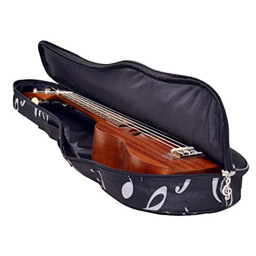 PUNK Ukulele Soprano Bag Case,21" Waterproof Oxford Musical Note Case Single Shoulder Backpack with Adjustable Straps(Black) - Image 5