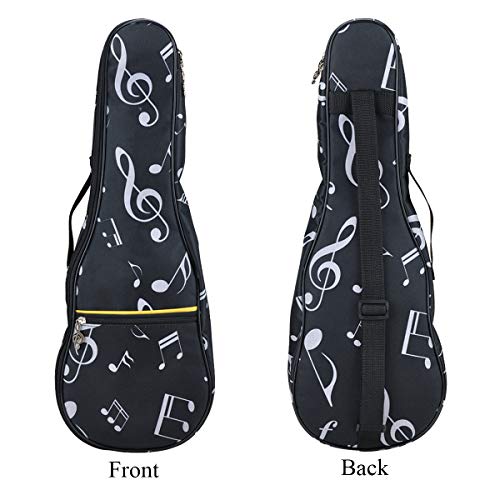 PUNK Ukulele Soprano Bag Case,21" Waterproof Oxford Musical Note Case Single Shoulder Backpack with Adjustable Straps(Black) - Image 3