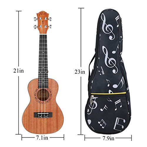PUNK Ukulele Soprano Bag Case,21" Waterproof Oxford Musical Note Case Single Shoulder Backpack with Adjustable Straps(Black) - Image 2