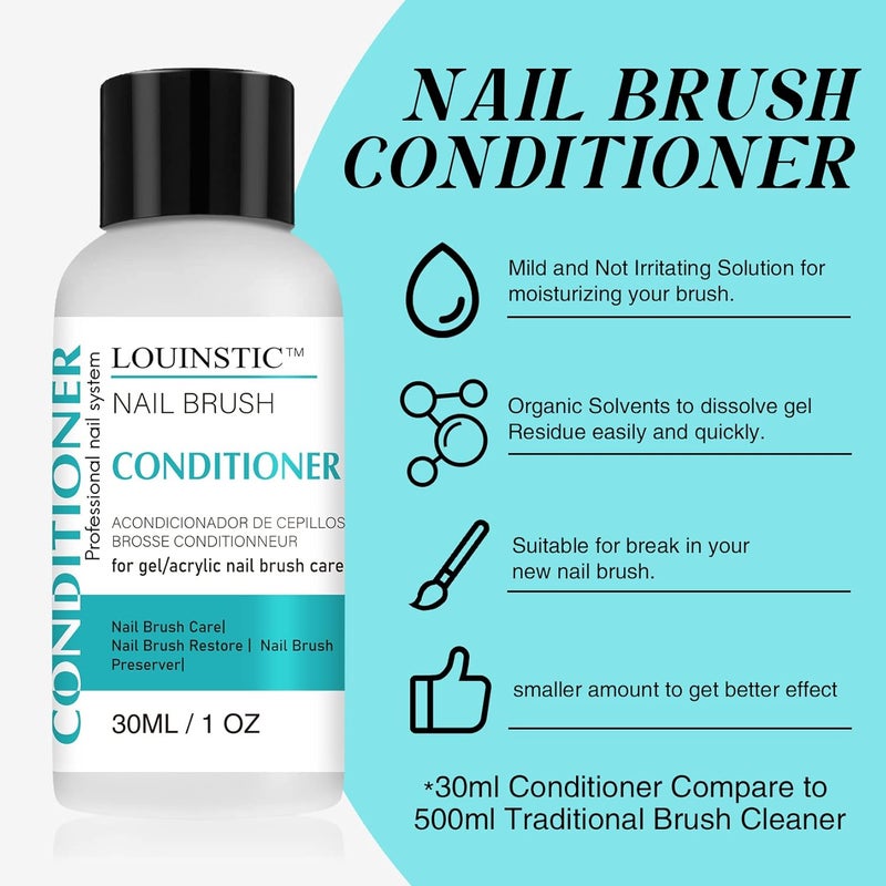 LOUINSTIC Nail Brush Cleaner and Conditioner - Quickly Clean Gel Nail Brushes, Paint Brushes, Airbrushes, Art Tools, Nail Brush Preserver and Restorer for Kolinsky Acrylic Nail Brush & Gel Nail Brush - Image 4