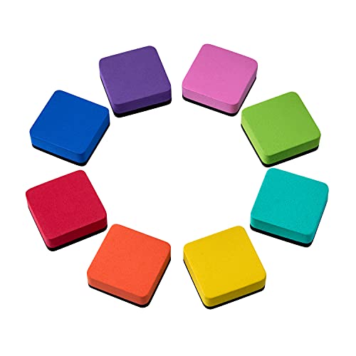 Favide 24 Pack Magnetic Whiteboard Dry Erase Erasers Chalkboard Cleansers for Classroom, School Supplies and Office (Square, 8 Color) - Image 3