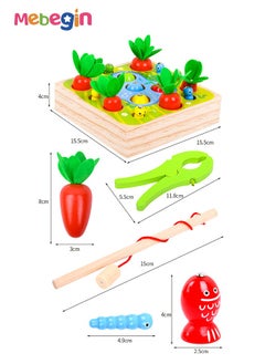 MEBEGIN 3 in 1 Magnetic Fishing Game Toy, Fun Farm Game, Fishing and Carrots Harvest Toys, Creative Shape Sorting Matching Puzzle, Wooden Montessori Toy Set, Early Development and Activity Toy, Ideal Educational Gift for Kids  - Image 5