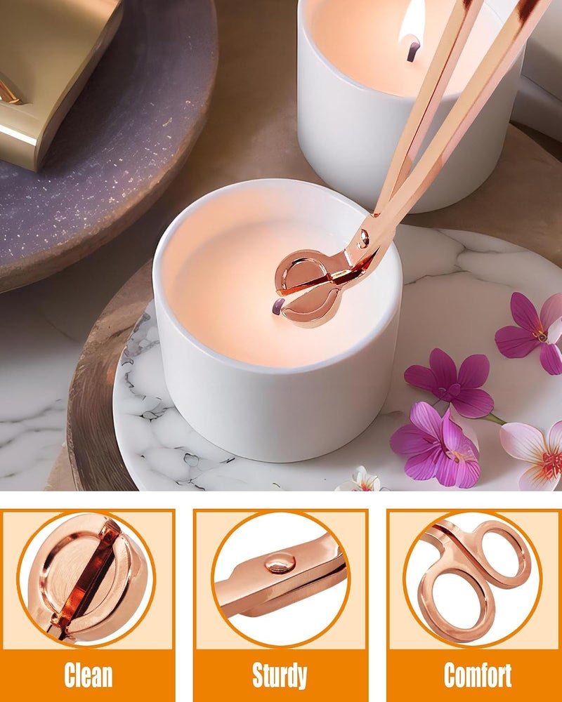 YOUTUOY 4 in1 Candle Accessory Set with Rechargeable Candle Lighter, Candle Wick Trimmer, Candle Wick Snuffer, Candle Wick Dipper, Candle Care Kit (Rose Gold) - Image 4