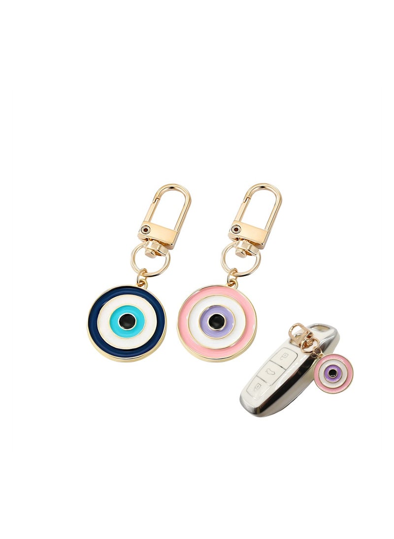SYOSI Key Chain, 2Pcs Cute Shining Enamel Evil Eye Keychain for Women, Protection Good Luck Charms Key Chain for Car Keys Holder Bag Purse, Bag Purse Accessories  - Image 1