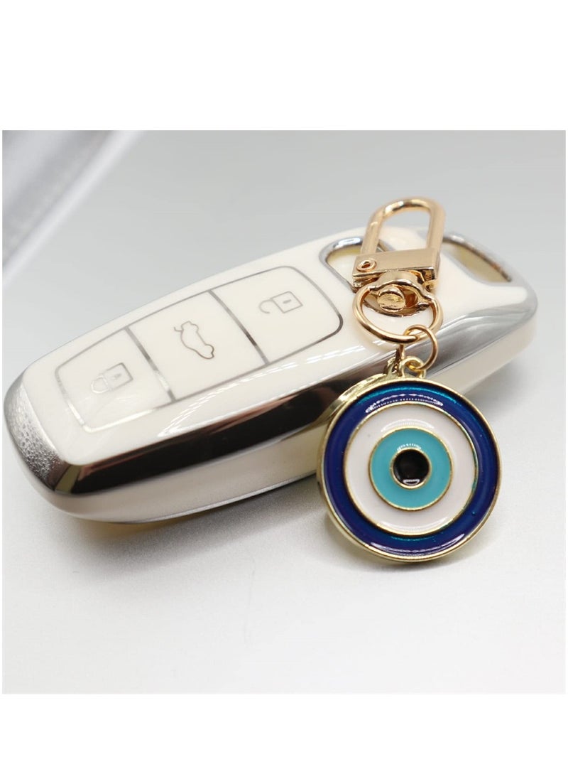 SYOSI Key Chain, 2Pcs Cute Shining Enamel Evil Eye Keychain for Women, Protection Good Luck Charms Key Chain for Car Keys Holder Bag Purse, Bag Purse Accessories  - Image 2