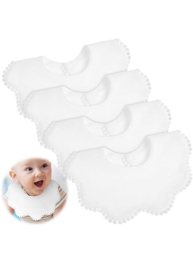 JenPen 4 Pieces White Bibs For Baby Baby Girl Bandana Bibs Baby Bandana Drool Bibs 360 Bibs For Baby Girl Muslin Bibs Set For Teething Toddler - Image 2