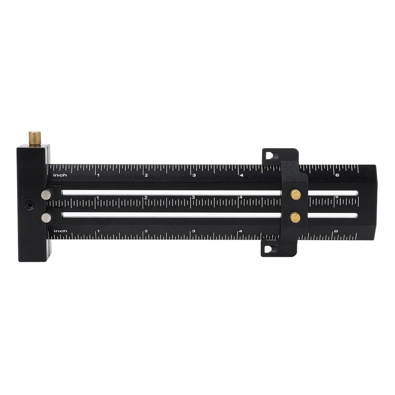 6in Woodworking Scriber with Limit Block, T Shaped Marking Line Ruler, Aluminum Alloy Parallel Vertical Double Line Drawing Aid with Retractable Pin for Woodworkers (Black) - Image 1