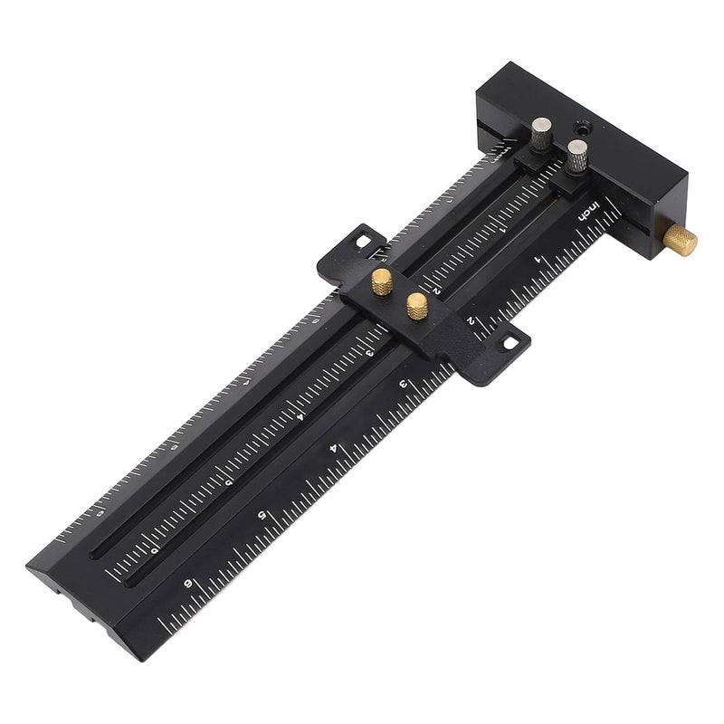 6in Woodworking Scriber with Limit Block, T Shaped Marking Line Ruler, Aluminum Alloy Parallel Vertical Double Line Drawing Aid with Retractable Pin for Woodworkers (Black) - Image 3