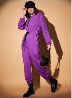 Styli V Neck Fleece Basic Jogger Fit Jumpsuit by Styli  - Image 3