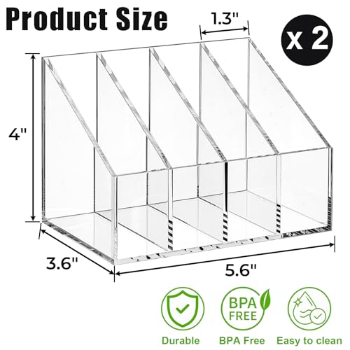 ELFULLY 2 Pack Drink Packet Organizers Clear Acrylic Water Flavor Packet Holder 4 Compartments Cabinet Organizer Bins Tea Bag Sugar Packet Storage for Pantry Kitchen Organization Drink Mixes - Image 3