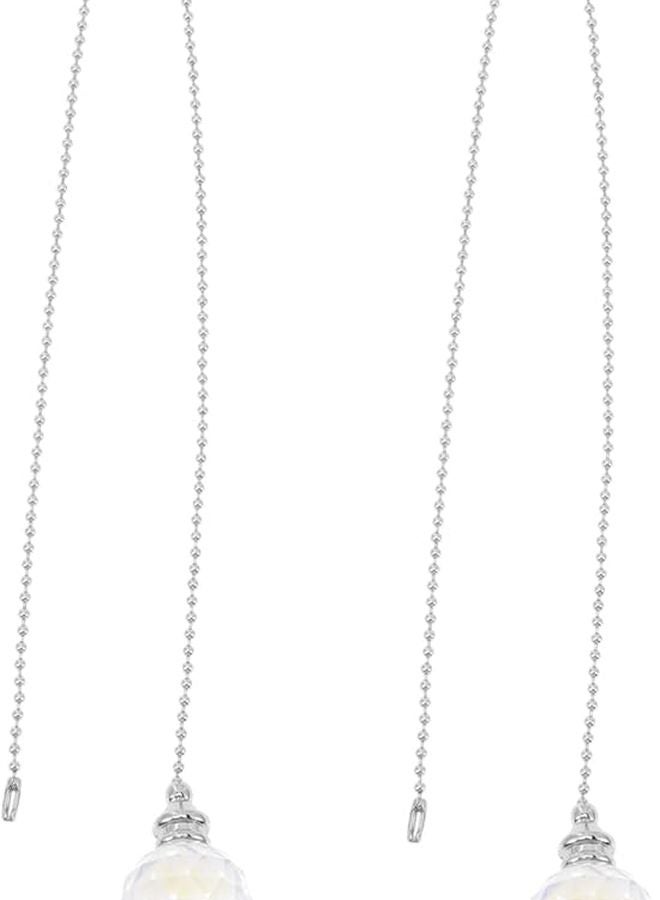 Tehaux 2 Pack Clear Crystal Fan Pull Chain Extender With Faceted Balls Ab Color Finish - Image 1