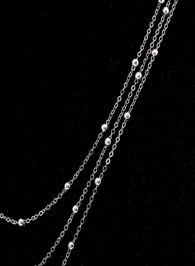 مولوك قلادة مولوخ ذات الطبقات، سلسلة طويلة، شرابة، قلادة نسائية مصنوعة يدوياً، قلادة خرز، قلادة سلسلة ساحرة، مجوهرات (فضية) - Image 4