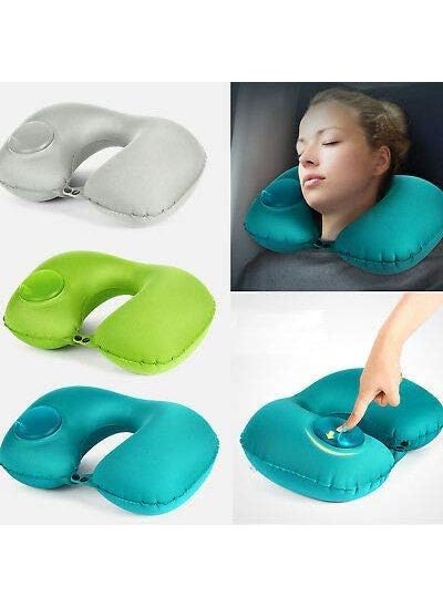 Shrux Shrux Air Inflatable Neck Traction Sleeping PillowUShaped Full Neck Cover Portable PlaneTrain Car Neck and Head Support Relax Sleeping PillowHand Press Button air Inflatable Pillow  - Image 3