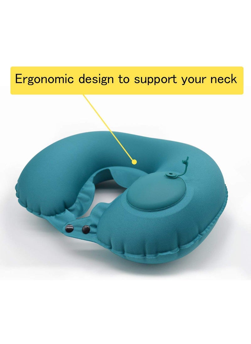 Shrux Shrux Air Inflatable Neck Traction Sleeping PillowUShaped Full Neck Cover Portable PlaneTrain Car Neck and Head Support Relax Sleeping PillowHand Press Button air Inflatable Pillow  - Image 5