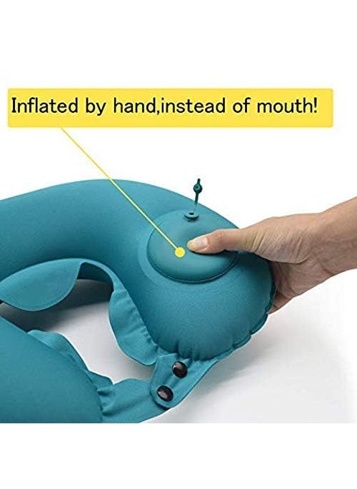 Shrux Shrux Air Inflatable Neck Traction Sleeping PillowUShaped Full Neck Cover Portable PlaneTrain Car Neck and Head Support Relax Sleeping PillowHand Press Button air Inflatable Pillow  - Image 2