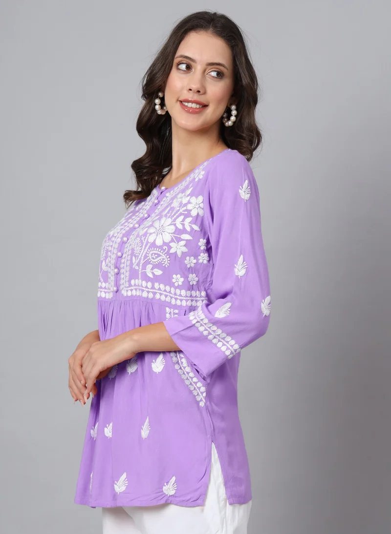 Alaya Women Hand Embroidered Chikankari Rayon Kurti-AL3696