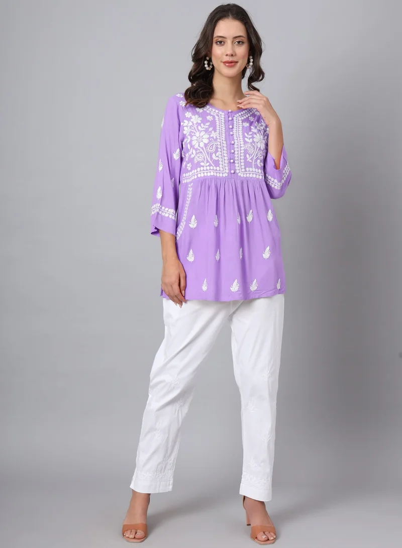 Alaya Women Hand Embroidered Chikankari Rayon Kurti-AL3696