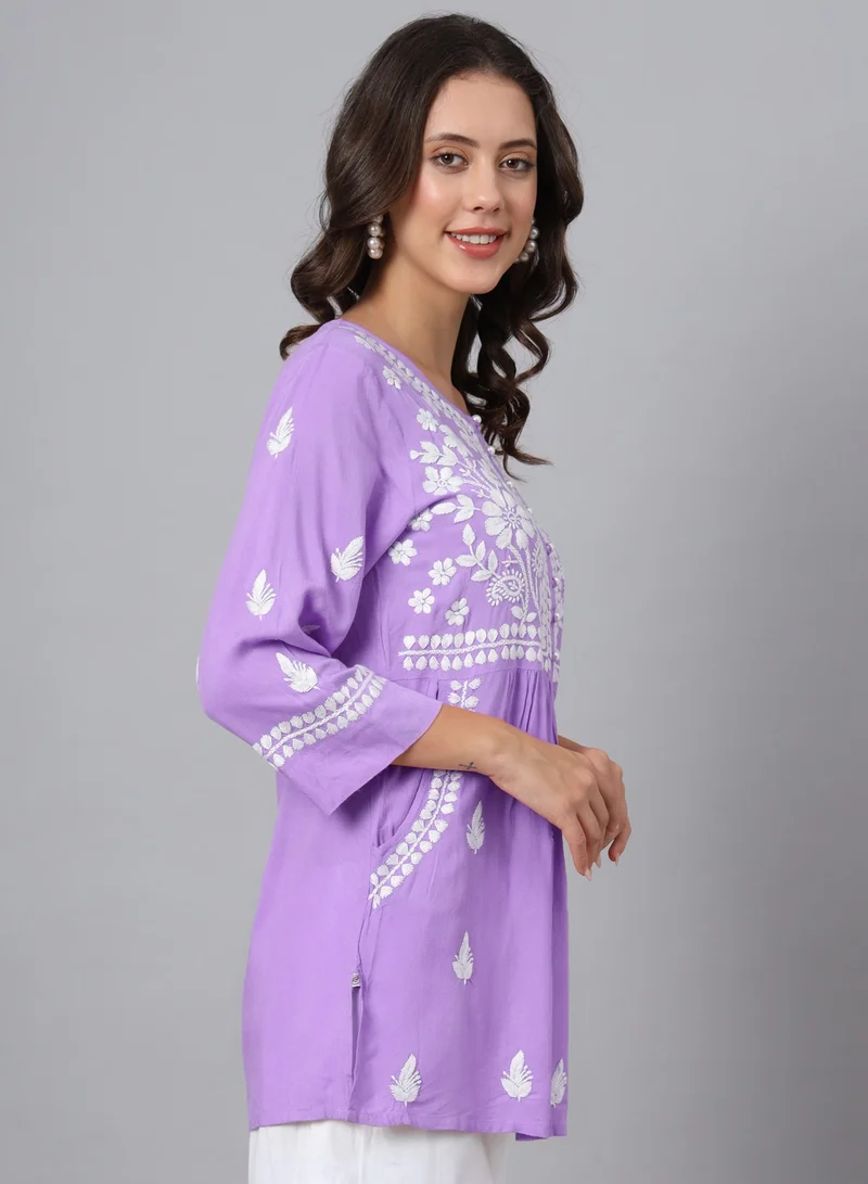 Alaya Women Hand Embroidered Chikankari Rayon Kurti-AL3696
