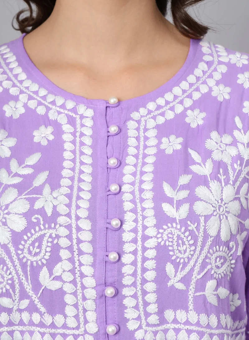 Alaya Women Hand Embroidered Chikankari Rayon Kurti-AL3696