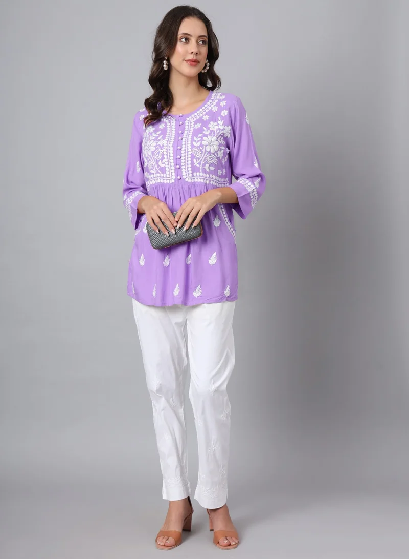 Alaya Women Hand Embroidered Chikankari Rayon Kurti-AL3696