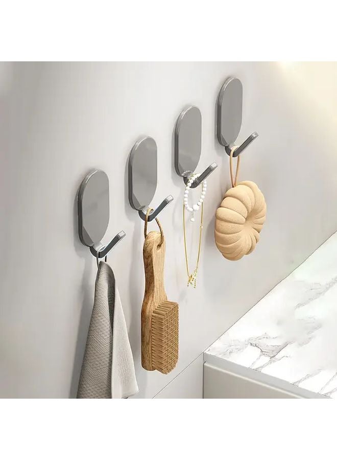 White Heavy Duty Stainless Steel Wall Mounted Hooks No Drill Adhesive Installation - Image 2