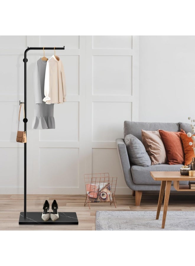 علاقة معاطف معدنية قائمة بذاتها مع عارضة و3 خطافات، علاقة معاطف عصرية بقاعدة رخامية، حامل معاطف على شكل حرف L للمدخل، غرفة النوم، غرفة المعيشة، المكتب - Image 1