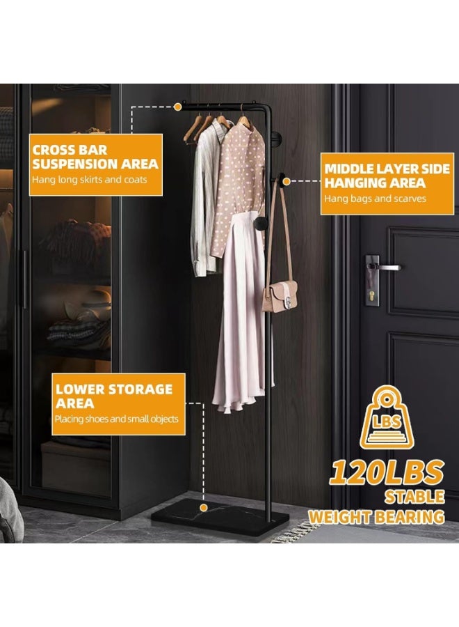 علاقة معاطف معدنية قائمة بذاتها مع عارضة و3 خطافات، علاقة معاطف عصرية بقاعدة رخامية، حامل معاطف على شكل حرف L للمدخل، غرفة النوم، غرفة المعيشة، المكتب - Image 4