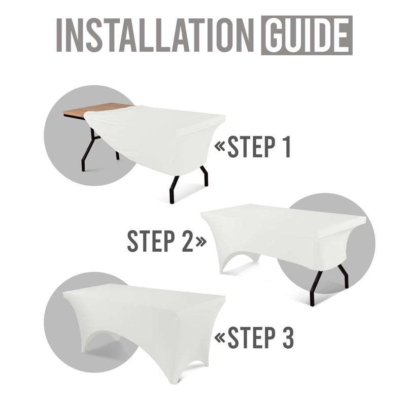 Utopia Kitchen مفرش طاولة يوتوبيا 8 قدم سبانديكس مستطيل [عبوة 2 بيضاء] 200GSM قماش مرن فاخر قابل للغسل ومقاوم للتجاعيد مناسب للفعاليات والزفاف والولائم [96Lx30Wx30H بوصة] - Image 3