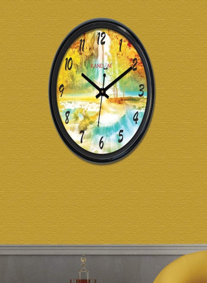 راندم ساعة حائط عشوائية لغرفة المعيشة، غرفة النوم، المنزل، المكتب، المطبخ، ساعة حائط بلاستيكية دائرية الشكل بتصميم أنيق لتزيين المنزل، 12 بوصة، أسود 30 × 30 سم (RC-6463) - Image 2