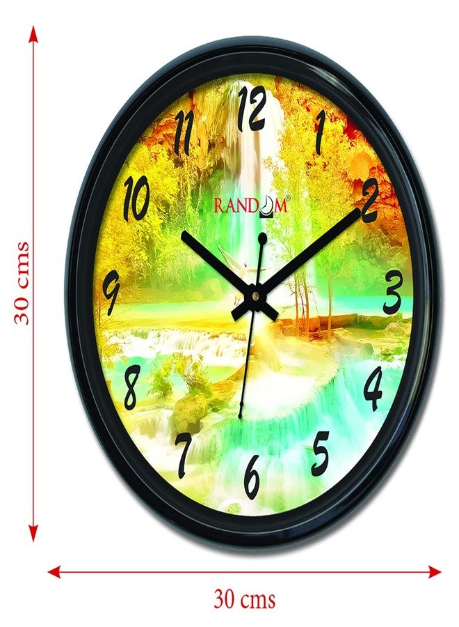 راندم ساعة حائط عشوائية لغرفة المعيشة، غرفة النوم، المنزل، المكتب، المطبخ، ساعة حائط بلاستيكية دائرية الشكل بتصميم أنيق لتزيين المنزل، 12 بوصة، أسود 30 × 30 سم (RC-6463) - Image 4