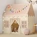 Senodeer Kids Play Tent Indoor with Brown Checkered Mat Rainbow Tissue Garland Star Lights Girl Tent Indoor Playhouse for Girls Kids Toys for Boy Girl Birthday Gift for Kids - Image 2