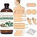 YHOVID 13 Pcs Castor Oil Pack Wrap Organic Cold Pressed Unrefined Glass Bottle for Liver Detox Stomach Neck Knee Foot Entire Body Organic Cotton Reusable Pads Kit for HotCold Compress - Image 1